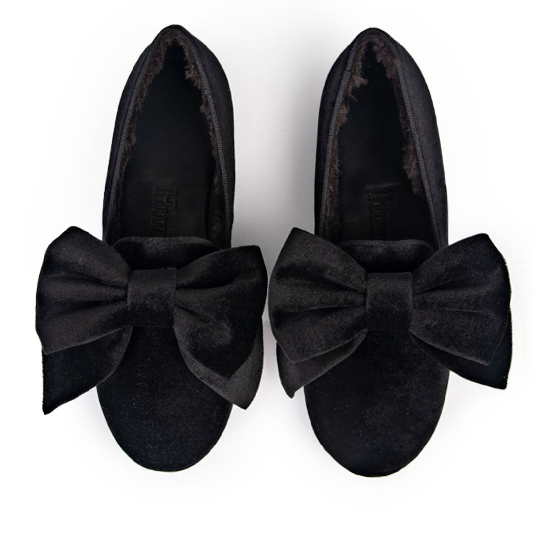 Black Bowtie Velvet Loafers (women) 